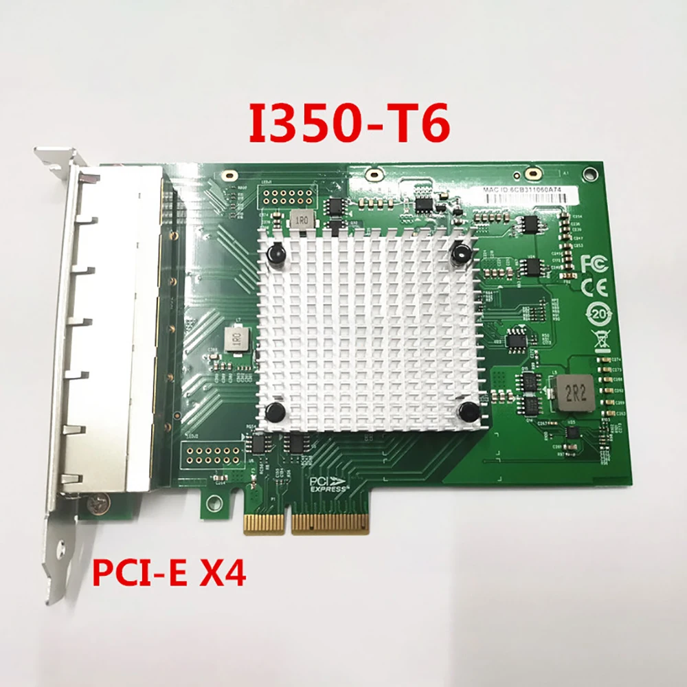 For Inter I350-T6 PCIe x4 Six-Port Server Adapter I350-6RJ45 PCI-E X4 Gigabit Six-port Network Card NIC