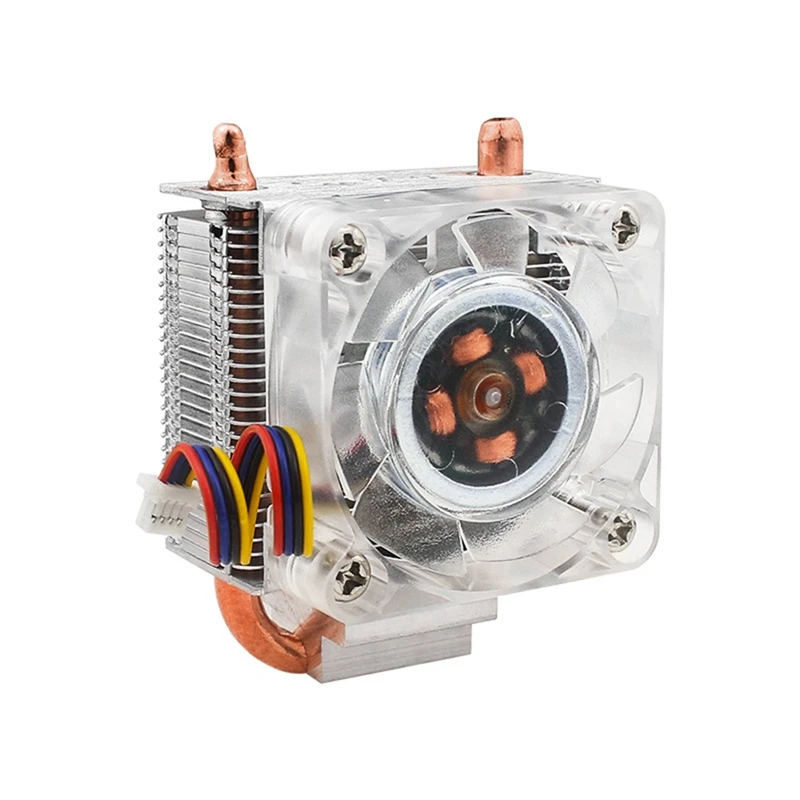 مروحة برج الجليد v2 أرق rgb ، مبرد وحدة المعالجة المركزية منخفض المظهر ، زعانف أنبوبية نحاسية على شكل حرف u للتوت pi 5 pi5