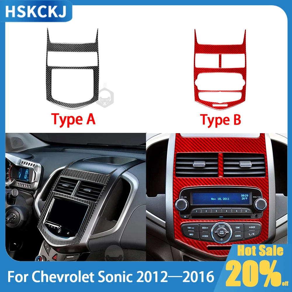 

Carbon Fiber Center Console Multimedia Panel Decals Car Accessories Interior Sticker Modification For Chevrolet Sonic 2012—2016
