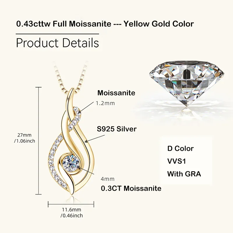 Imagem -06 - Ewya-moissanite Colar de Pingente Completo para Mulheres e Meninas S925 Silver Diamond Cadeia de Pescoço d Color 0.43cttw mm na Moda 2023