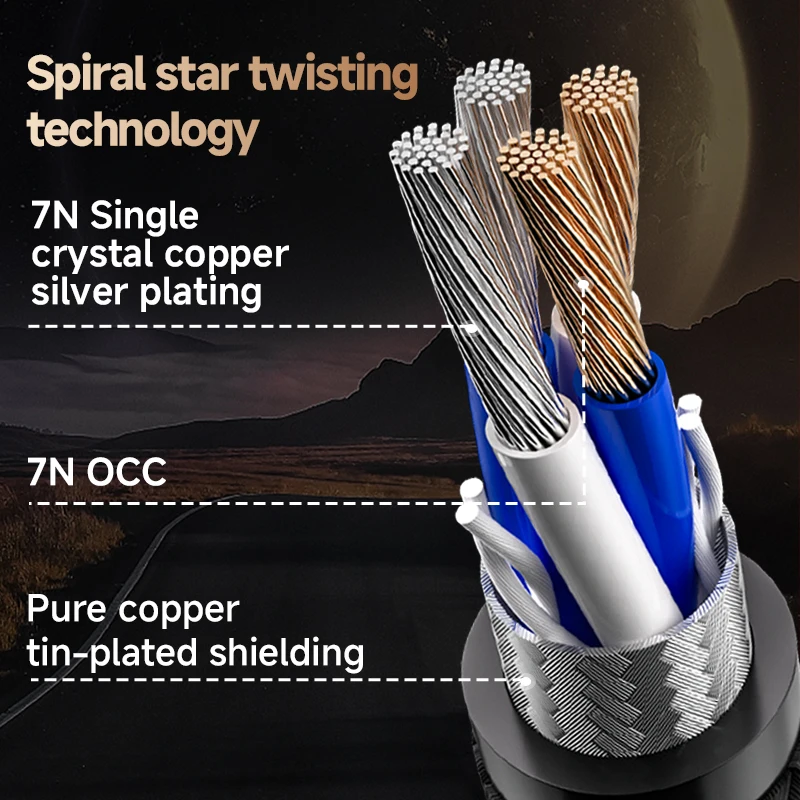 CYKO Hi-End 3.5mm إلى 2RCA كابل الصوت مطلي بالفضة 7N OCC مطلية بالذهب التوصيل 3.5mm جاك لمكبرات الصوت #2