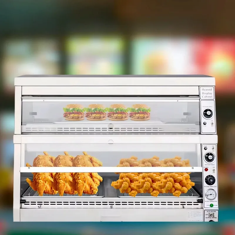 Витрина-нагреватель TENSHINE в стиле KFC с автоматической подачей воды, двухуровневая, для жареной курицы и демонстрации продуктов
