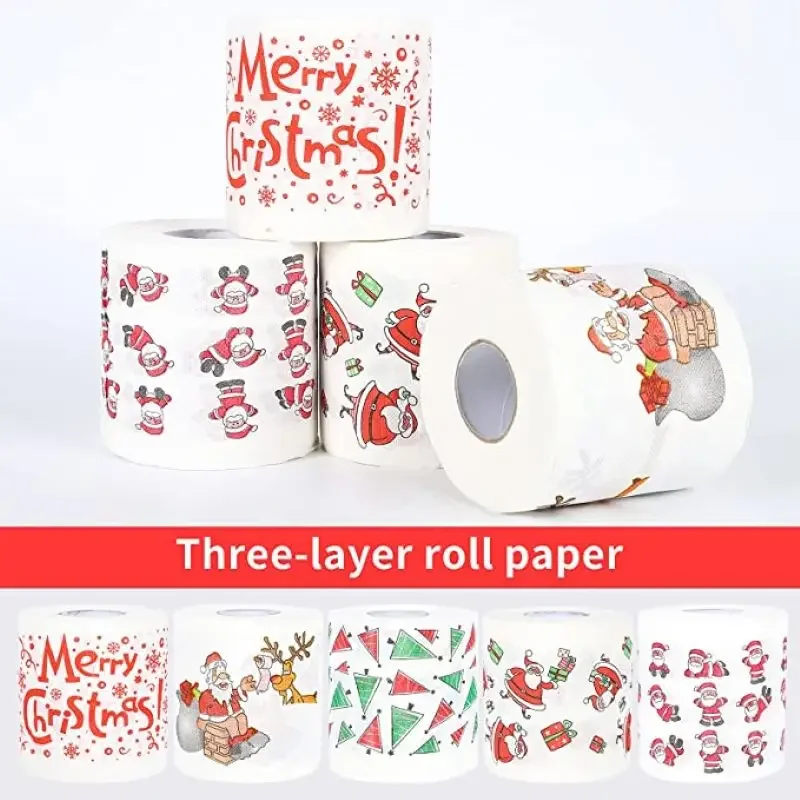 Christmas Pattern Series Roll Paper Christmas Decorations Prints Cute Toilet Paper Christmas Decorations For Home