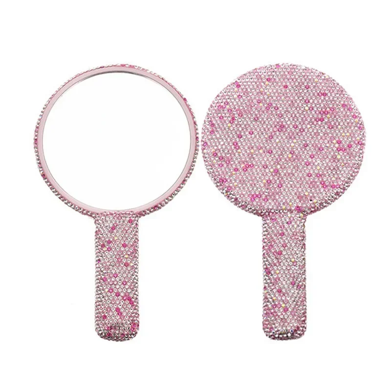 Diamant wimperverlenging draagbare make-upspiegel hartvorm make-up make-upspiegel met handvat handspiegel make-upspiegels