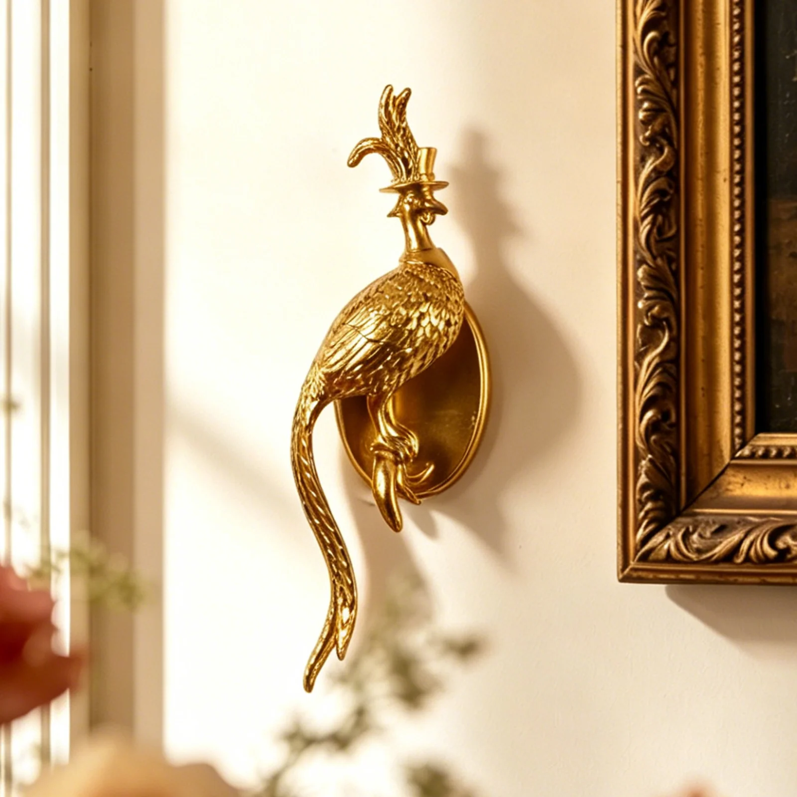 Resin Art Sculptures - Golden Pheasant Bird Wall Decor with