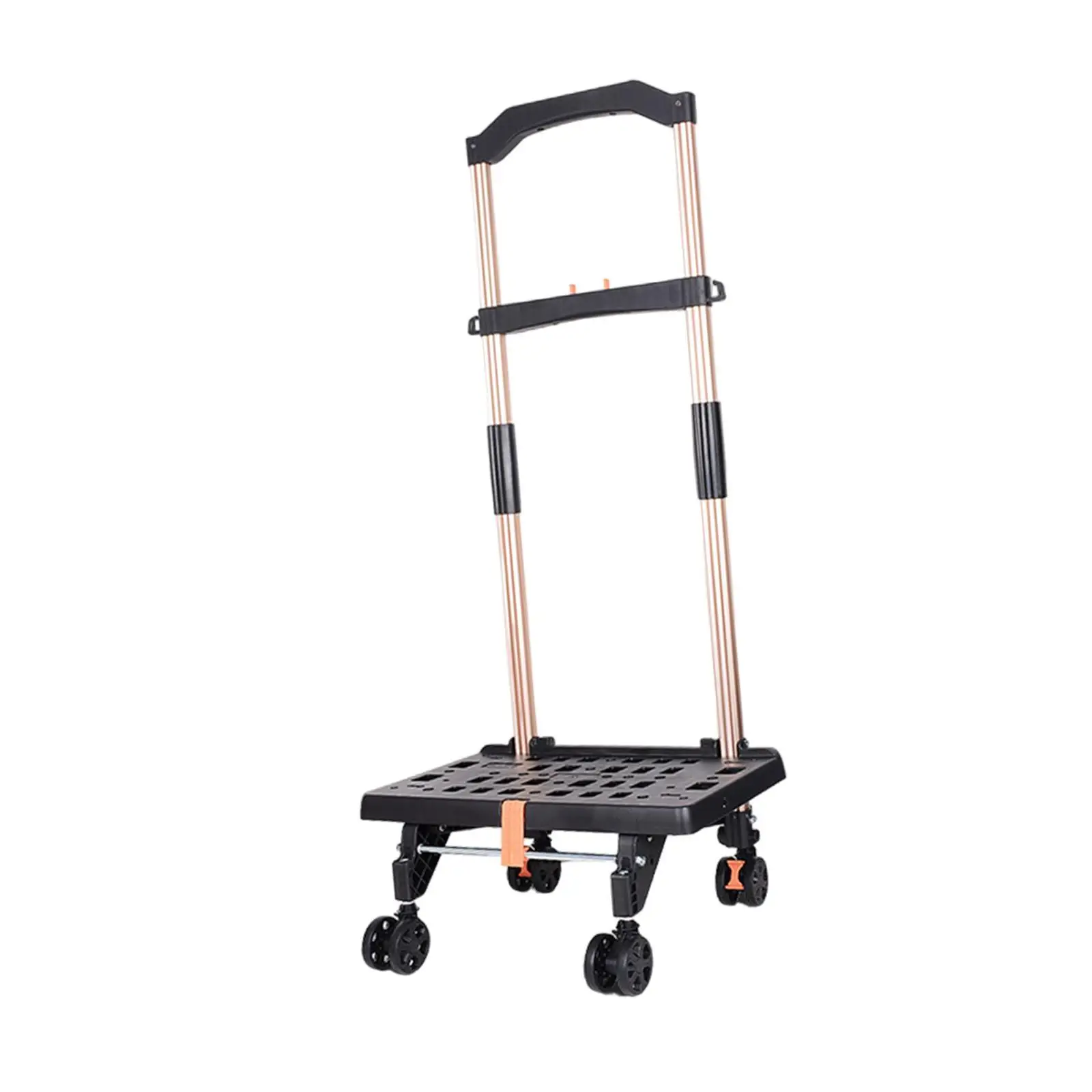 

Portable Folding Hand Cart Telescopic Handle Utility Cart Heavy Duty Aluminum Alloy 4 Wheels for Airport Luggage Office Moving