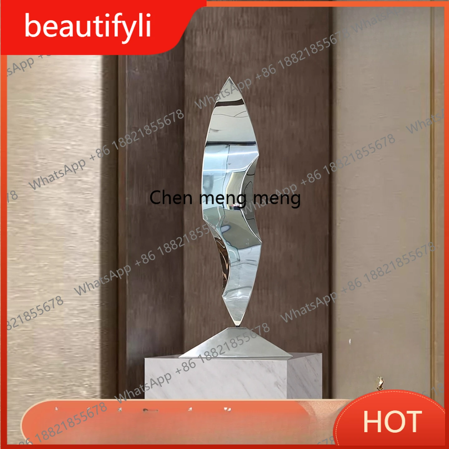 A139 Hotel lobby stainless steel sculpture sales office decoration abstract entrance large floor ornament