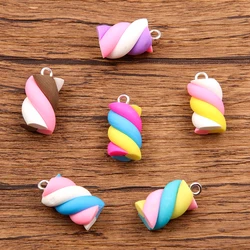 10Pcs 10X20MM 6 Color Colored Cotton Candy Earring Charms Diy Findings Kawaii 3D Keychain Bracelets Pendant For Jewelry Making