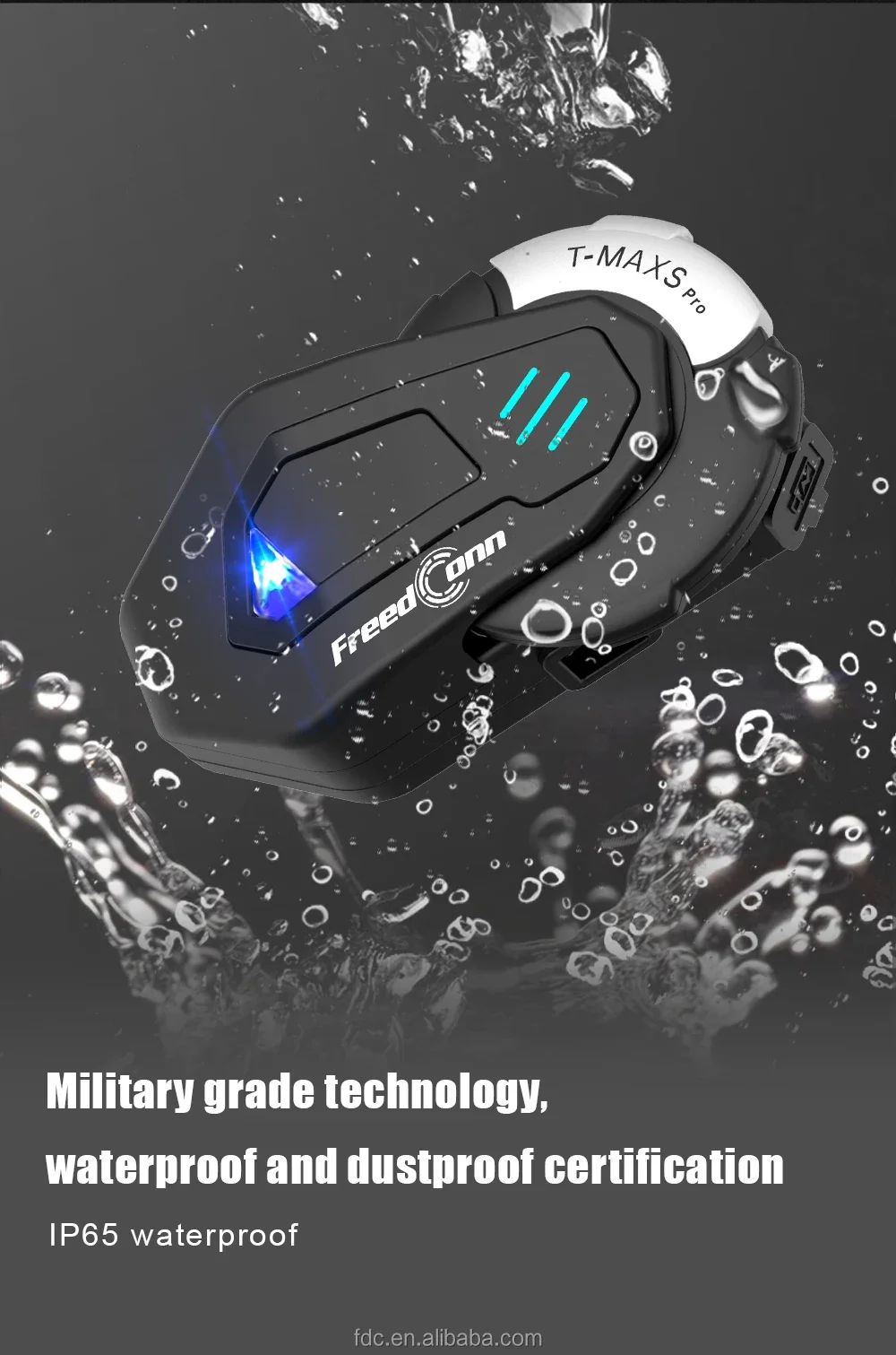 سماعة رأس T-MAX S PRO Freedconn بلوتوث للاتصال الداخلي بنقرة واحدة إلى مشاركة الموسيقى اتصال داخلي مزدوج كامل بين 6-10 مستخدمين