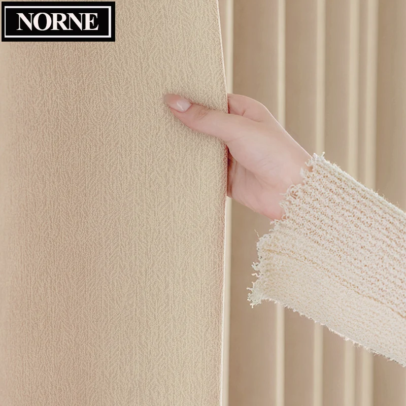 NORNE-Imitation Cashmere Solid Chenille Blackout Curtain for Bedroom, Living Room, Insulating Window Panel, Drapes