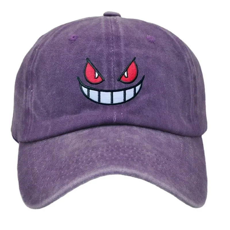 Pokemon Gengar Anime Baseball Caps Snapback Hats Adjustable Sports Caps Hip Hop Hats Trendy Embroidery Solid Color for Men Women