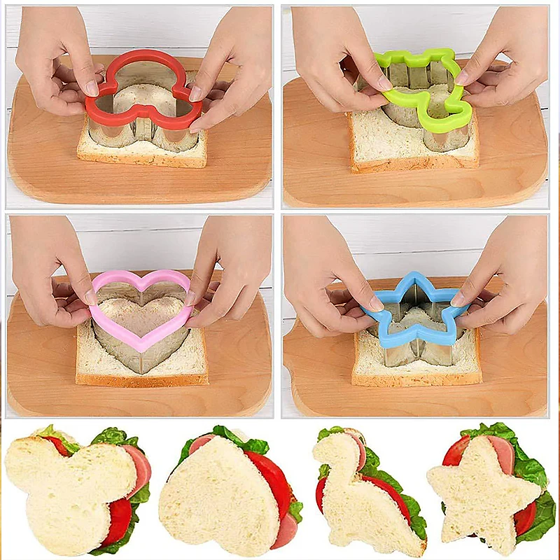 Sandwich-Ausstecher-Set für Kinder, Lebensmittel, Kekse, Brot, Formenbauer, Obst- und Gemüseformen, Schneidform, Backwerkzeuge für Kinder – Detail 2