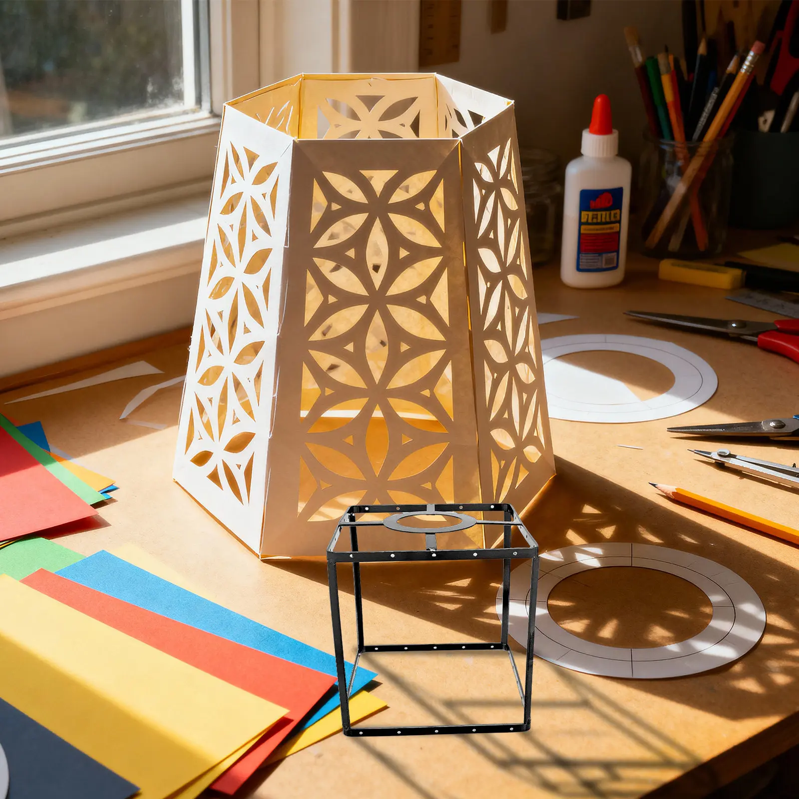 E27 Lampshade Holder Bracket Farmhouse Metal Iron Wire Frame for 4.2cm Socket DIY Pendant Light Rustic Lamp Shade Frame Home