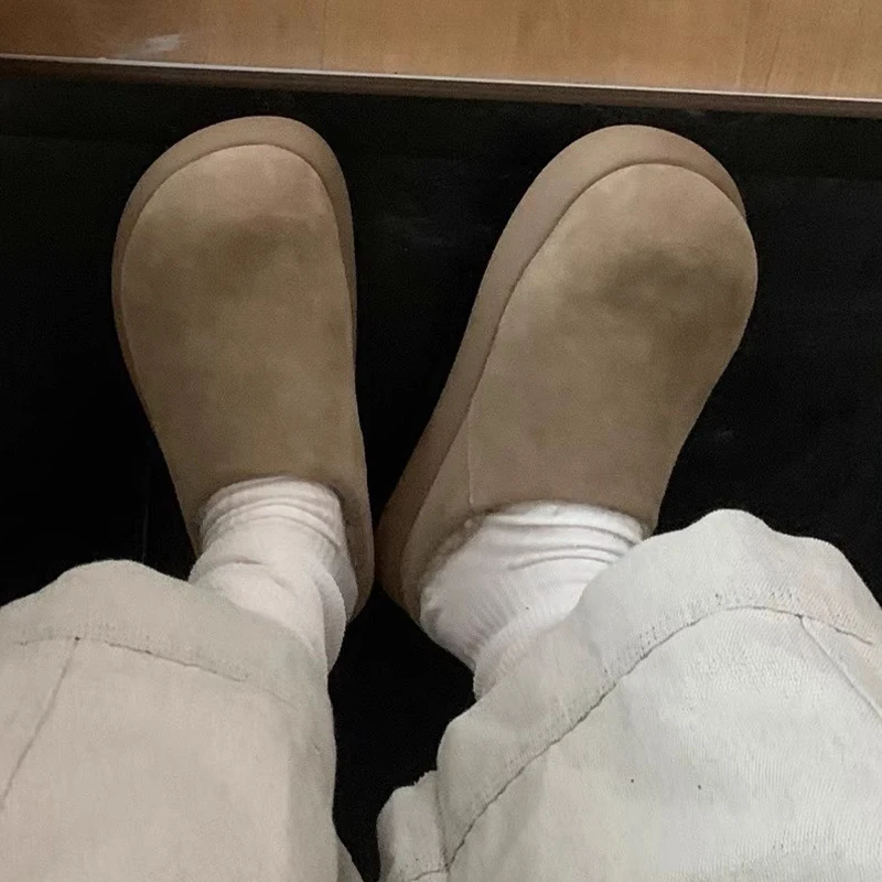 

Женские тапочки на плоской подошве с открытой пяткой, зимние теплые хлопковые сапоги, модные женские туфли-лодочки, новинка 2025 года, замшевые дизайнерские зимние сапоги De Mujer