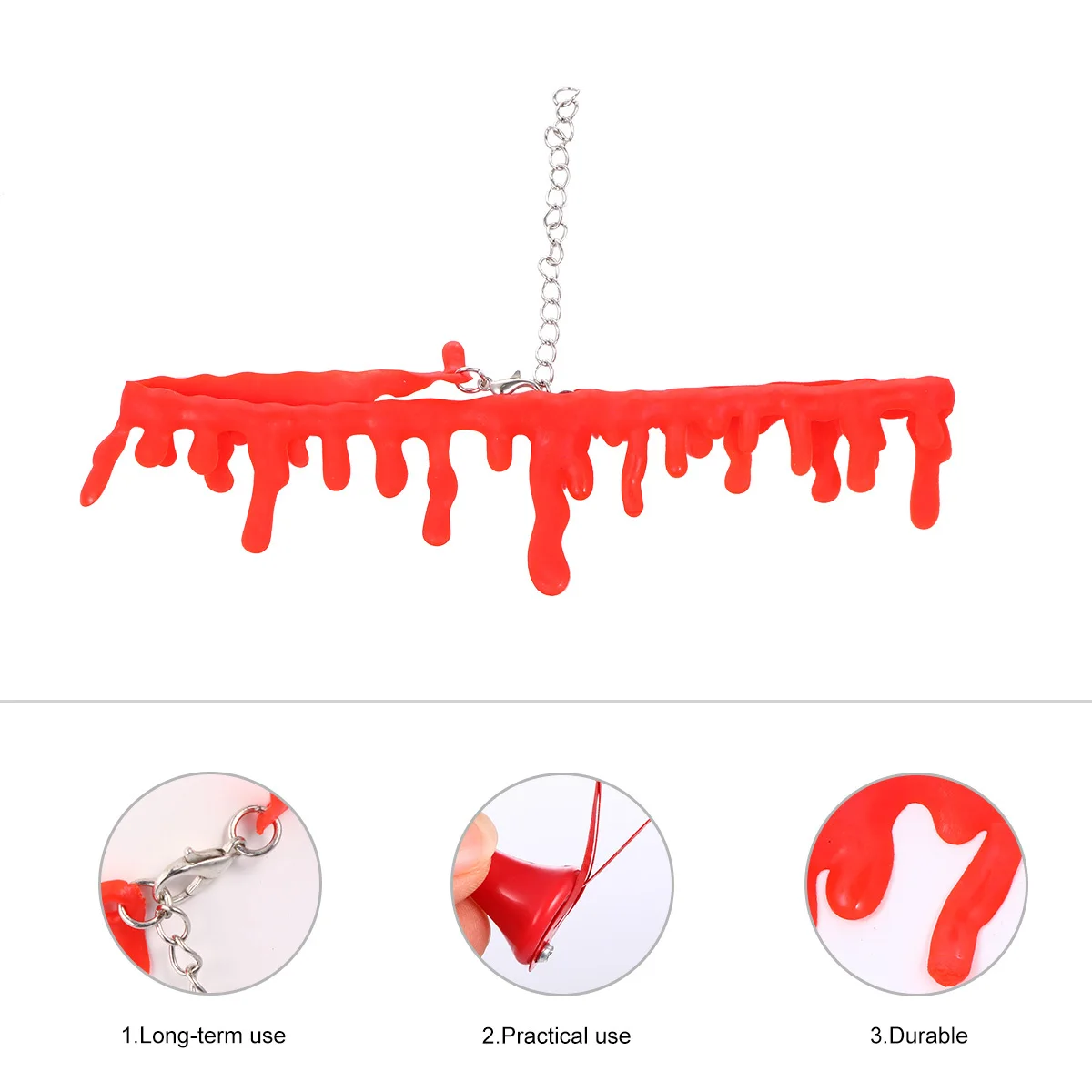 2 szt. Halloweenowy Krwawy Naszyjnik i Spinka do Włosów, Akcesoria na Imprezę, Straszne Akcesoria do Włosów, Rekwizyty do Kostiumów Horror, Naszyjnik na Halloween