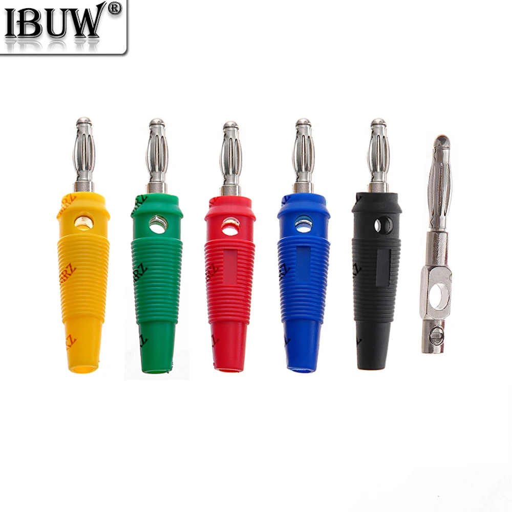 5PCS 4MM Black Blue Red Green Banana Plugs Connector Solderless Musical Speaker Stackable Cable Wire Pin Banana Plug Connectors