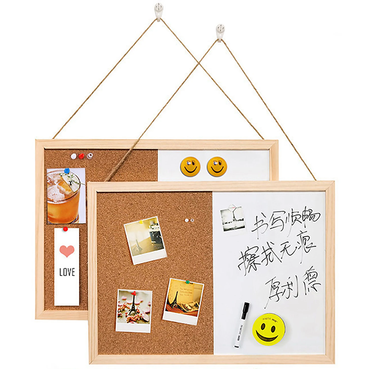 لوحة حائط من الفلين إطار صور معلق لوحة إعلانات رسالة عرض الصورة إطار مذكرة ديكور المنزل والمكتب والمدرسة #1