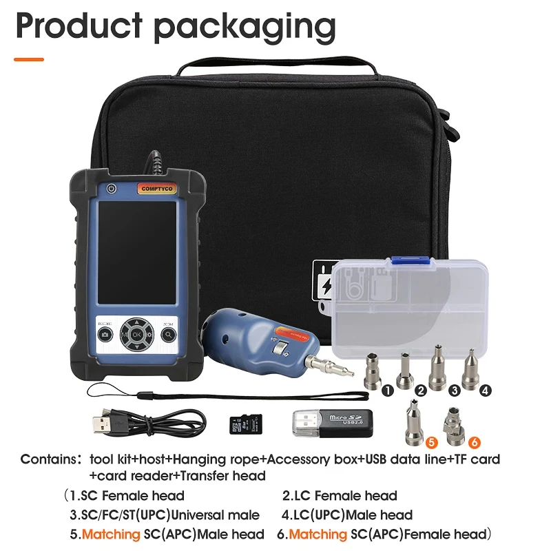 AUA-400 Fiber Microscope Optical Fiber Video Inspection Probe Fiber Inspector With LCD Monitor,APC/UPC Tips