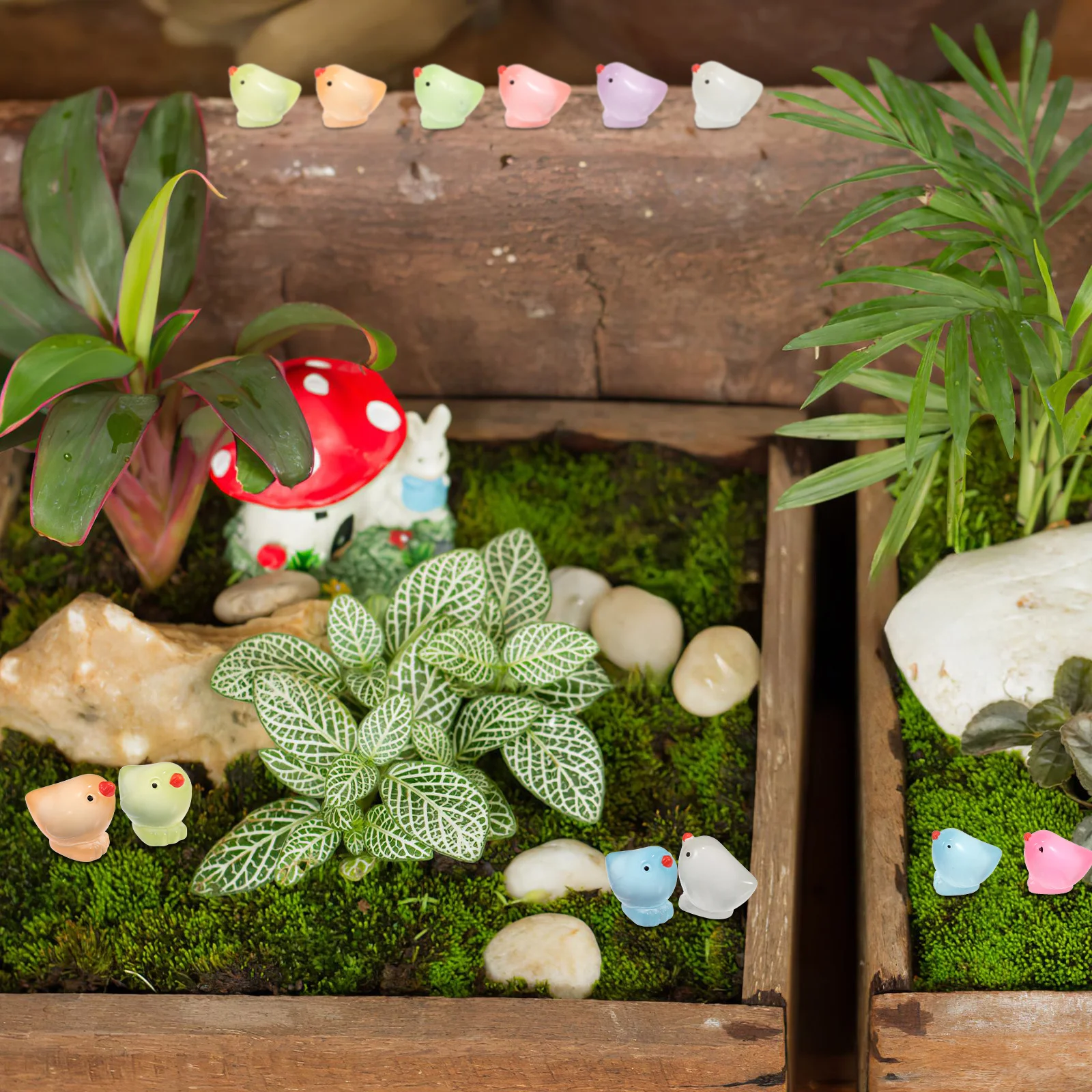 18Pcs Mini Resin Animals Small Chicks Glow-in-The-Dark Cute Decoration for Desk Home Ornament Mini Chickens Small Chicken