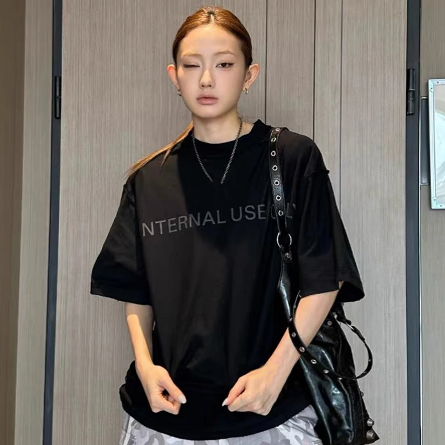 

NIGO Men's Women's Summer Letter Printed Vintage Round Neck Fitted Cotton Black Short Sleeve T-Shirt Ngvp #nigo8484