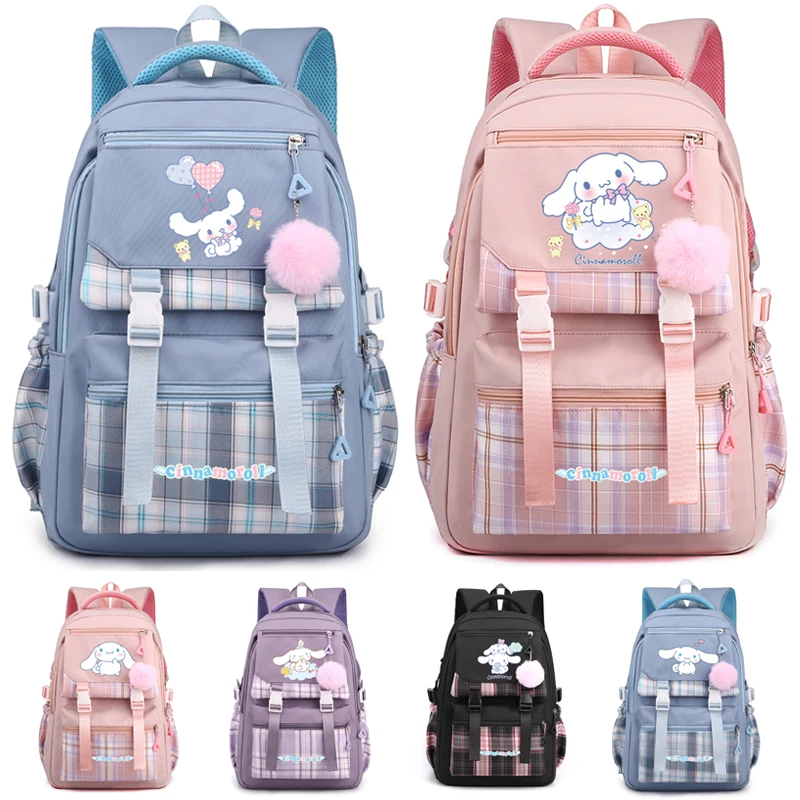 Anime Sanrio Plush Toy Cinnamoroll Backpack Children Girl Boy Black Blue Schoolbag Kawaii Student School Bag Computer Large Gift