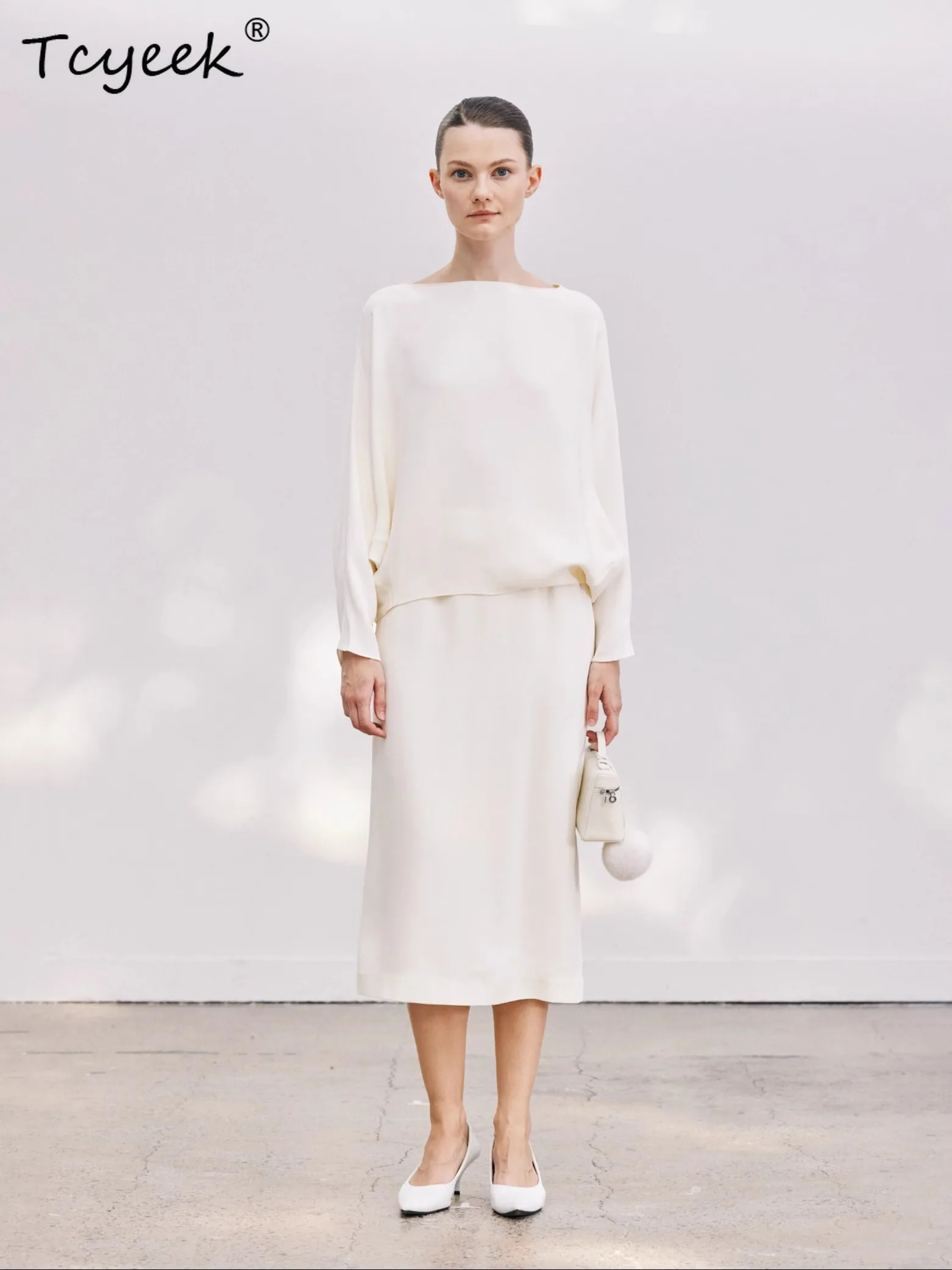 

Tcyeek-2024 Женские новые комплекты в тон, 32 мм, 100% тутовый шелк, рубашки с длинными рукавами, элегантные юбки OL, осенние новинки S49926QM