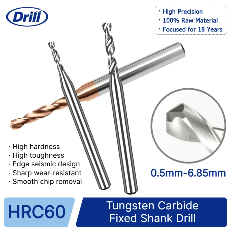 0.5-6.8mm Coated Solid Carbide Drill High Performance CNC Hole Making Tool for Aluminum Steel Machining
