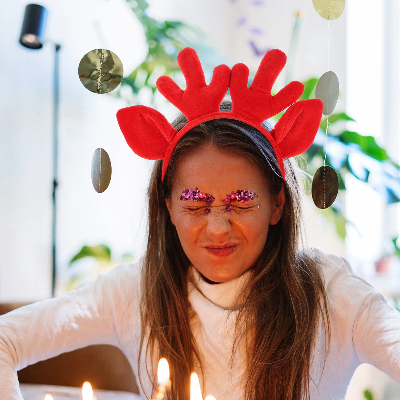 

Christmas Deer Headb Antler Headb For Women Big Ears Funny Cute Women Hairb Red Accessories for Girls Party Photo Cosplay