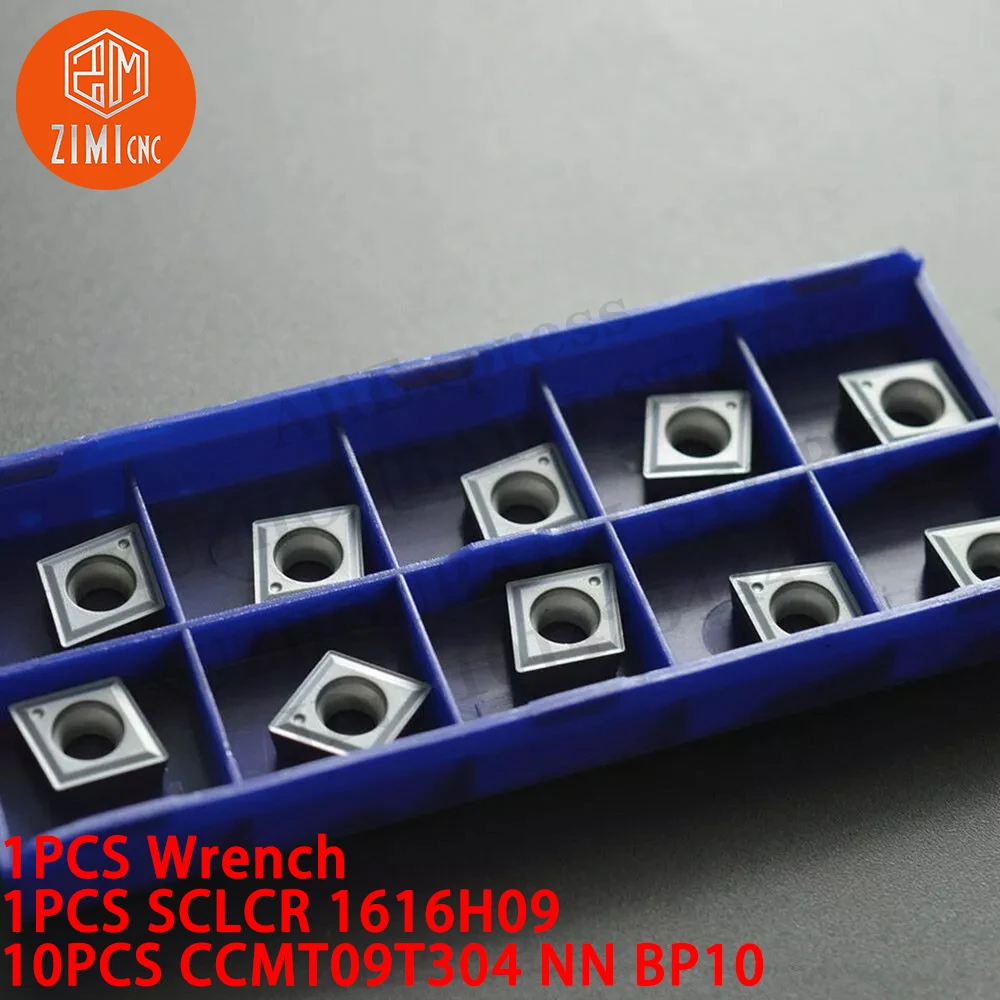 1 قطعة SCLCR 1616H09 حامل تحويل خارجي بزاوية 95 درجة و16 مم + 10 قطع CCMT09T304 NN إدخالات كربيد CNC مخرطة معدنية ميكانيكية أداة قطع