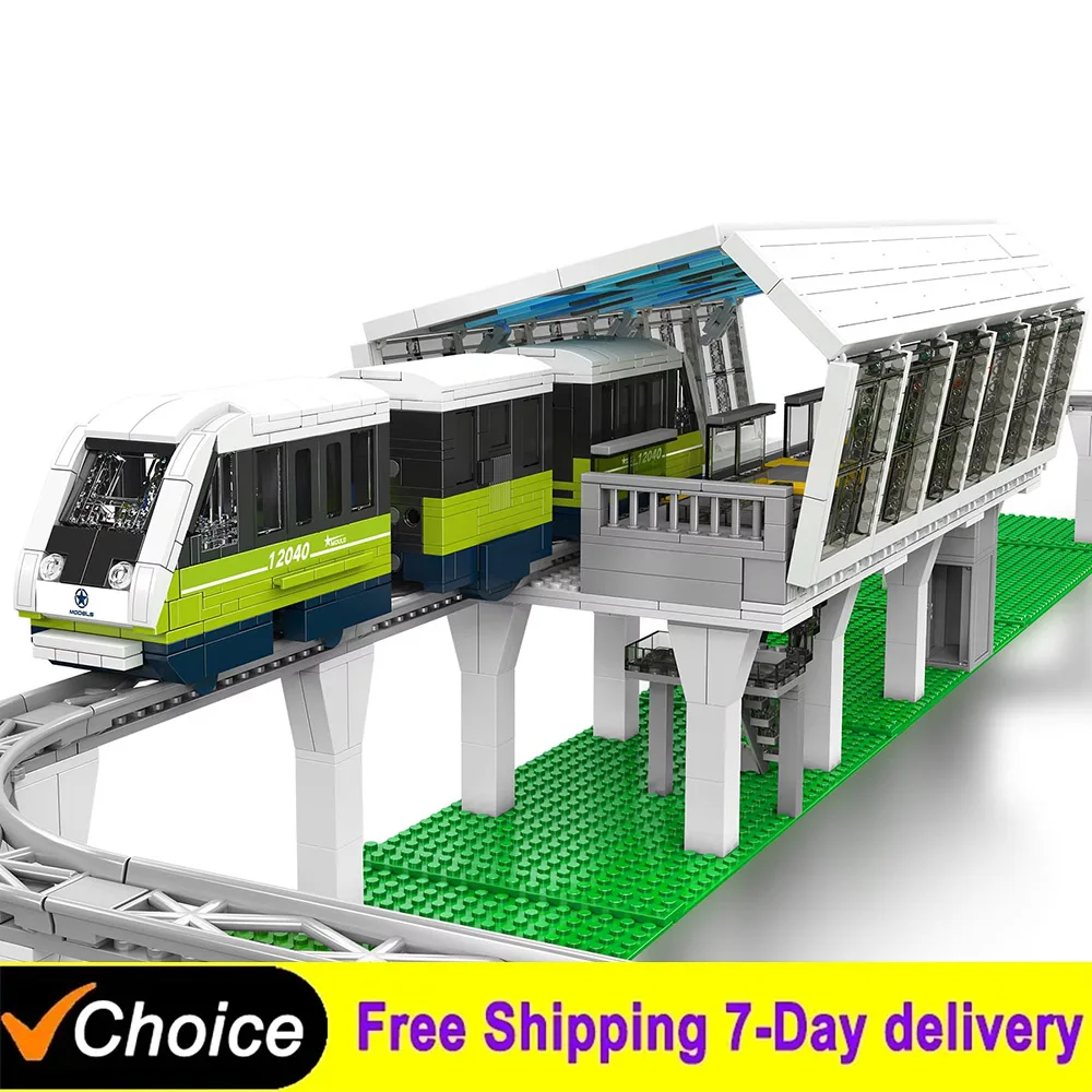

MOULD KING 12040 Technical Italian Monorail Express Light Rail Train Building Blocks Remote Control High-Speed Train Toys ﻿