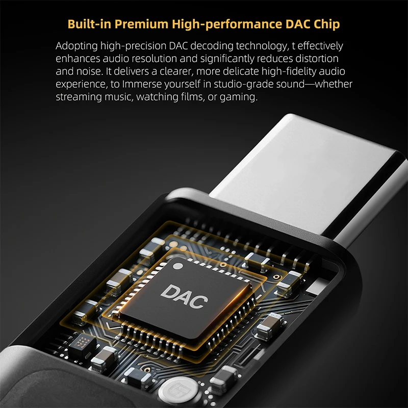 Kz am02 decodificador portátil amplificador de fone de ouvido de áudio de nível profissional tipo-c para adaptador digital de 3.5mm para edx castor pro zs10 pro