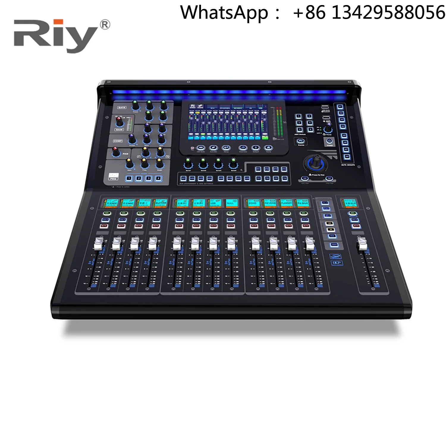 TQ22 Professional Digital DJ Mixer Sound System Console with 8 AUX Outputs Metal Construction 50W Power-Audio/Video/Lighting