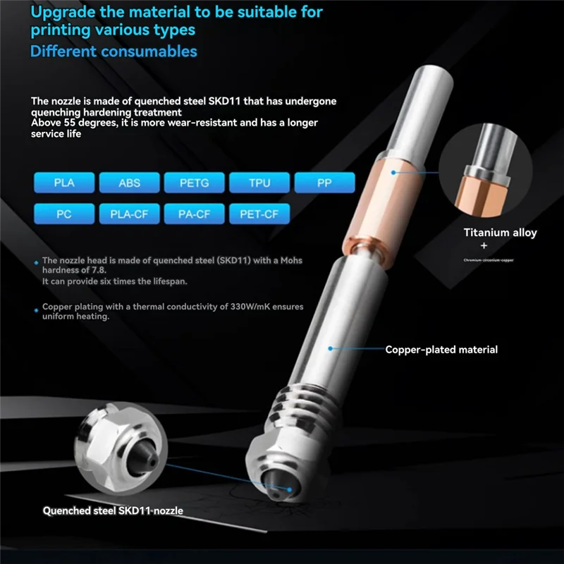 

Qy-Essential 4 шт. печатающая головка Hotend 0,8 мм, обновление для 3D-принтеров Bambu Lab P1P, X1C, P1S, X1, X1E V4.0
