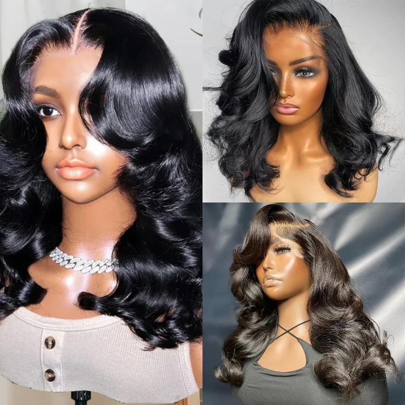 

13X4 Lace Frontal Human Hair Wigs curly bob wigs 250 Density Body Wave Short Bob Wig Pre plucked Water Wave For Women Sale