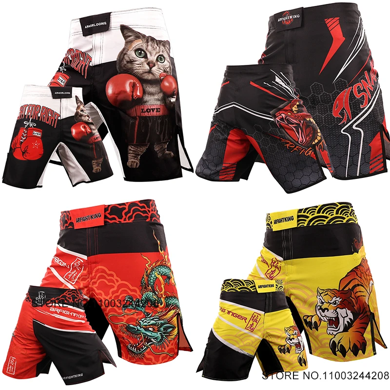 

Shorts MMA Dragon Tiger Snake Fight Pants Men Quick Dry Mixed Martial Arts Clothes Muay Thai Training Kickboxing Sparring Shorts