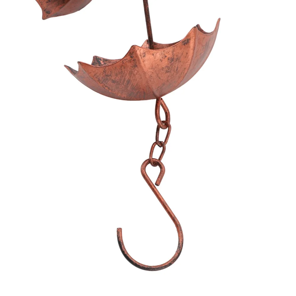 Vintage Umbrella Rain Chain 39.4in 8 Cups Rain Catcher Chain Hanging Iron Gutter Downspout Chain Summer