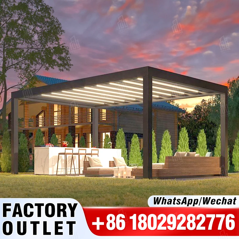 Bioclimatic Terrace Roof Rainproof wood pergola kits Garden Louver Aluminum kanopi & gazebo & pergola Outdoor Furniture