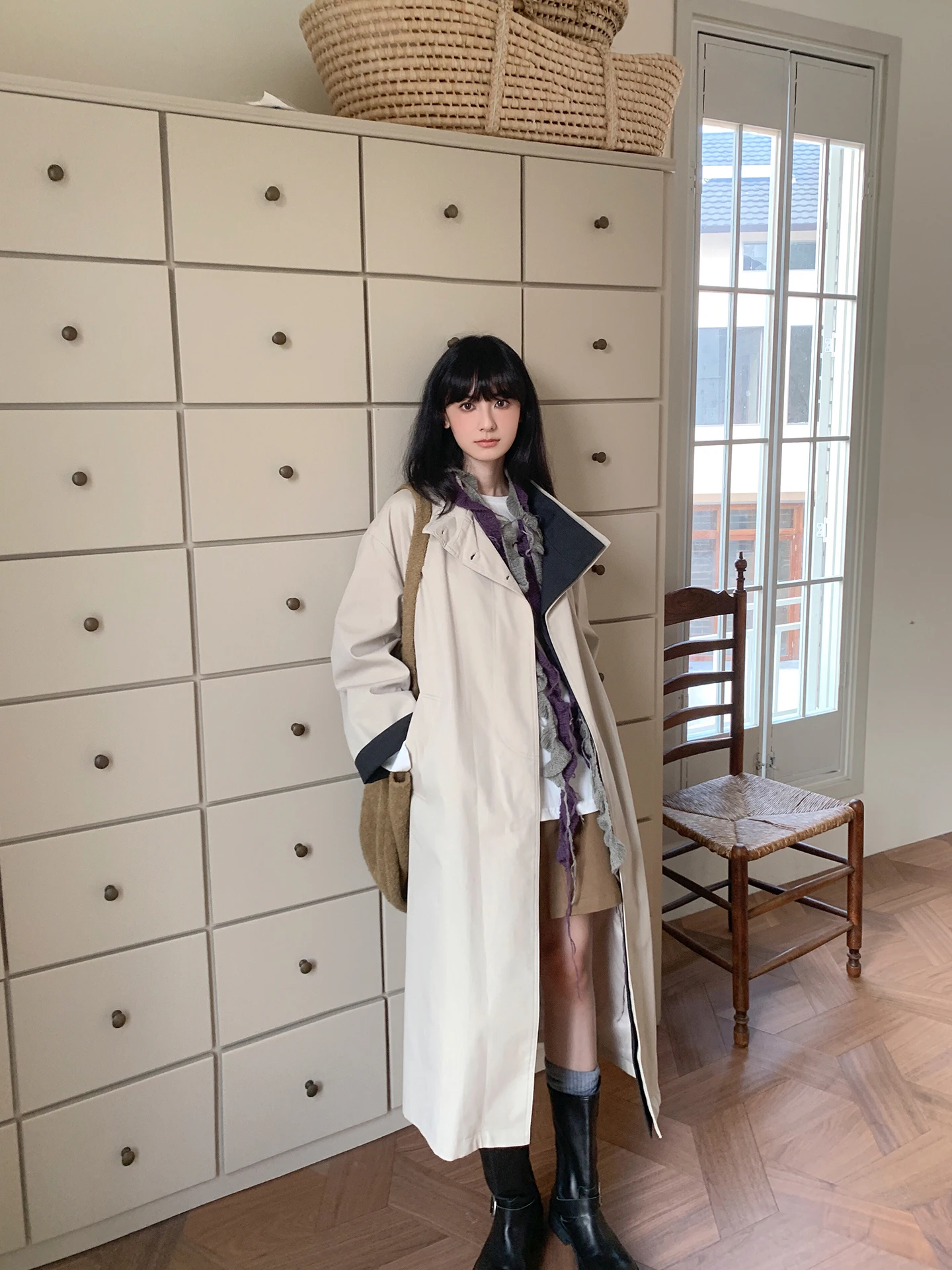 

Женское осеннее пальто свободного кроя с воротником-стойкой, однотонное, в стиле ретро, с одной пуговицей, в британском стиле, цвет бледно-серый