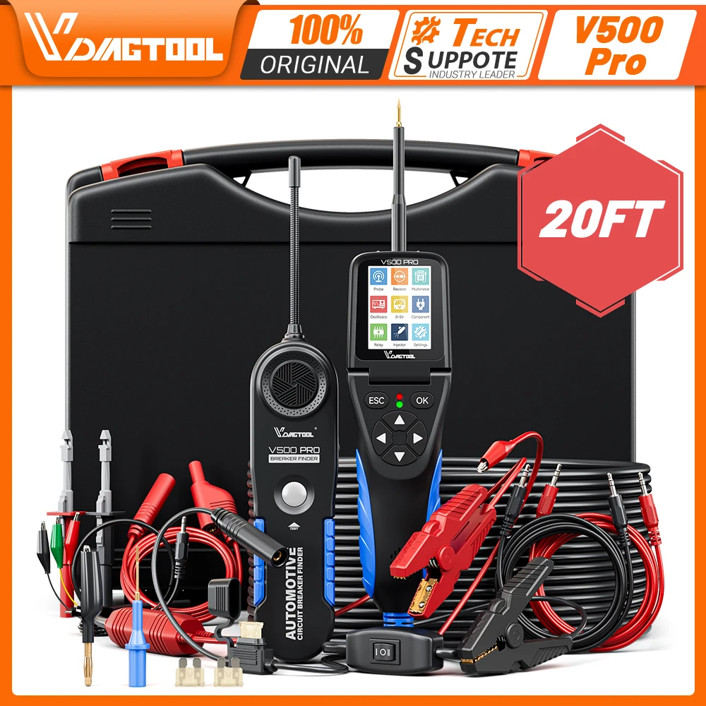 VDIAGTOOL V500Pro Automotive Circuit Tester Power Circuit Probe Tester Breaker Finder Tool 9/30V AC/DC Voltage Tester Tool