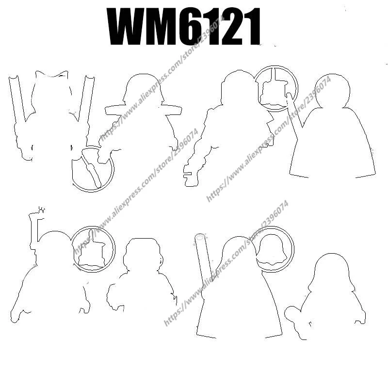 Action Figures Filme Acessórios, Blocos de Construção, Tijolos Brinquedos, WM6121, WM2203, WM2204, WM2205, WM2206, WM2207, WM2208, WM2209, WM2210