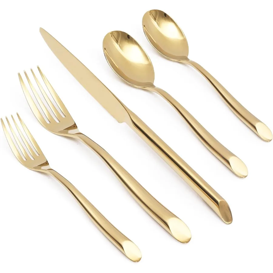 

Набор столовых приборов из золота, 20 предметов с уникальной ручкой, набор столовых приборов из нержавеющей стали, набор столовых приборов, зеркальная полировка, можно мыть в посудомоечной машине