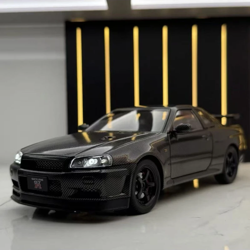 1/24 닛산 스카이라인 GTR-R34 속도와 열정 합금 자동차 모델 소리와 빛 어린이 장난감 생일 선물 프리미엄 컬렉션