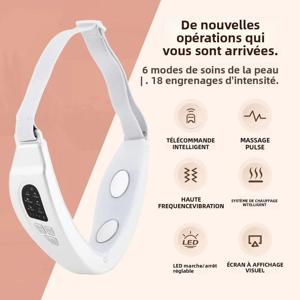 เครื่องนวดหน้าไฟฟ้า ลดเหนียง ยกกระชับรูปหน้าวี พร้อมประคบร้อน นวดด้วยคลื่นไฟฟ้า 6 โหมด เครื่องนวดหน้าสั่นเพื่อกระชับสัดส่วน