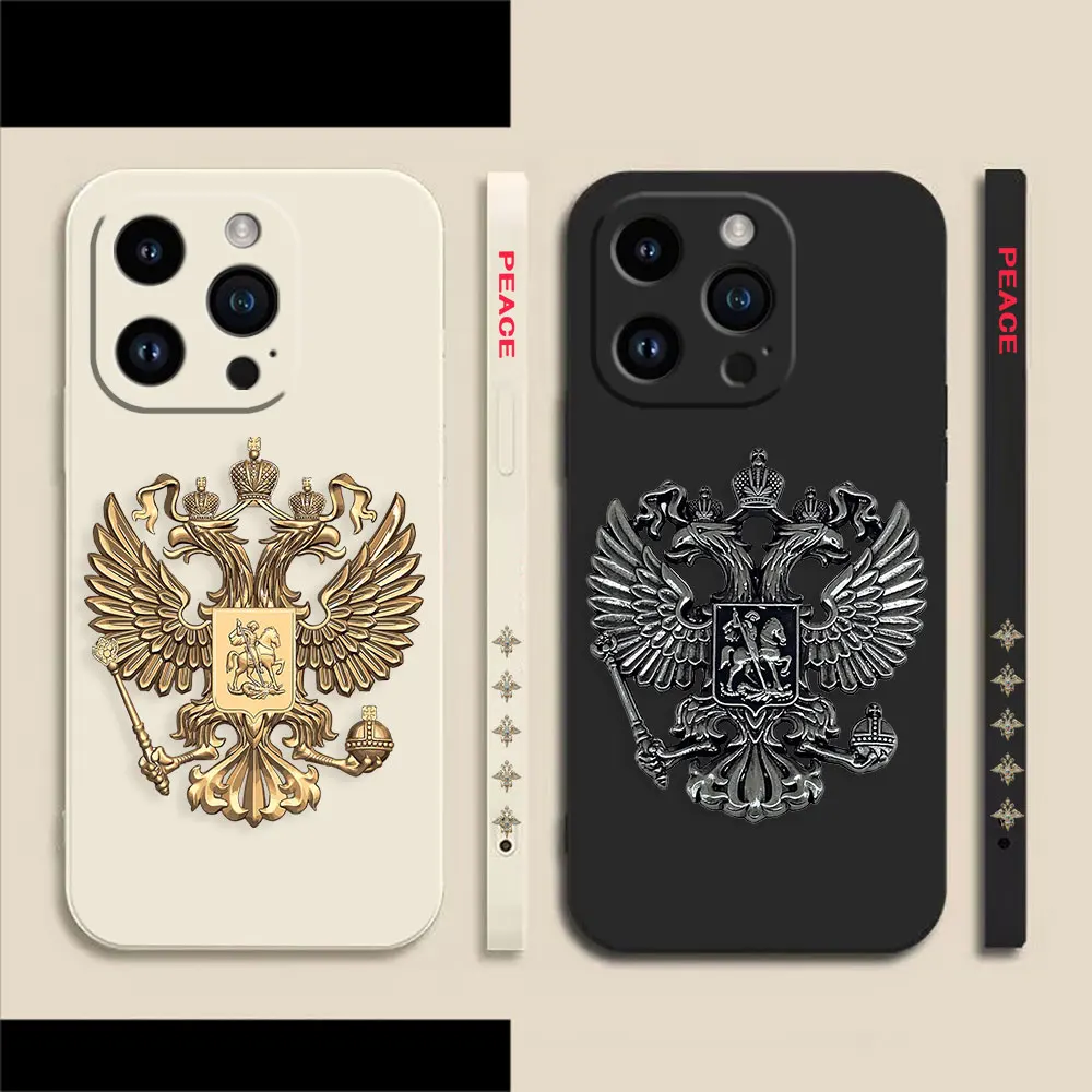 Russian Double-headed Eagle Logo Phone Case For Apple iPhone 14 13 12 11 Pro XS Max Mini X XR SE 7 8 6 6S Plus Case Funda Shell