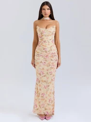 Mozision Sexy Two Pieces Sets For Women Strapless Off-shoulder Sleeveless Tops And Elegant High Waist Long Skirt Two Pieces Sets