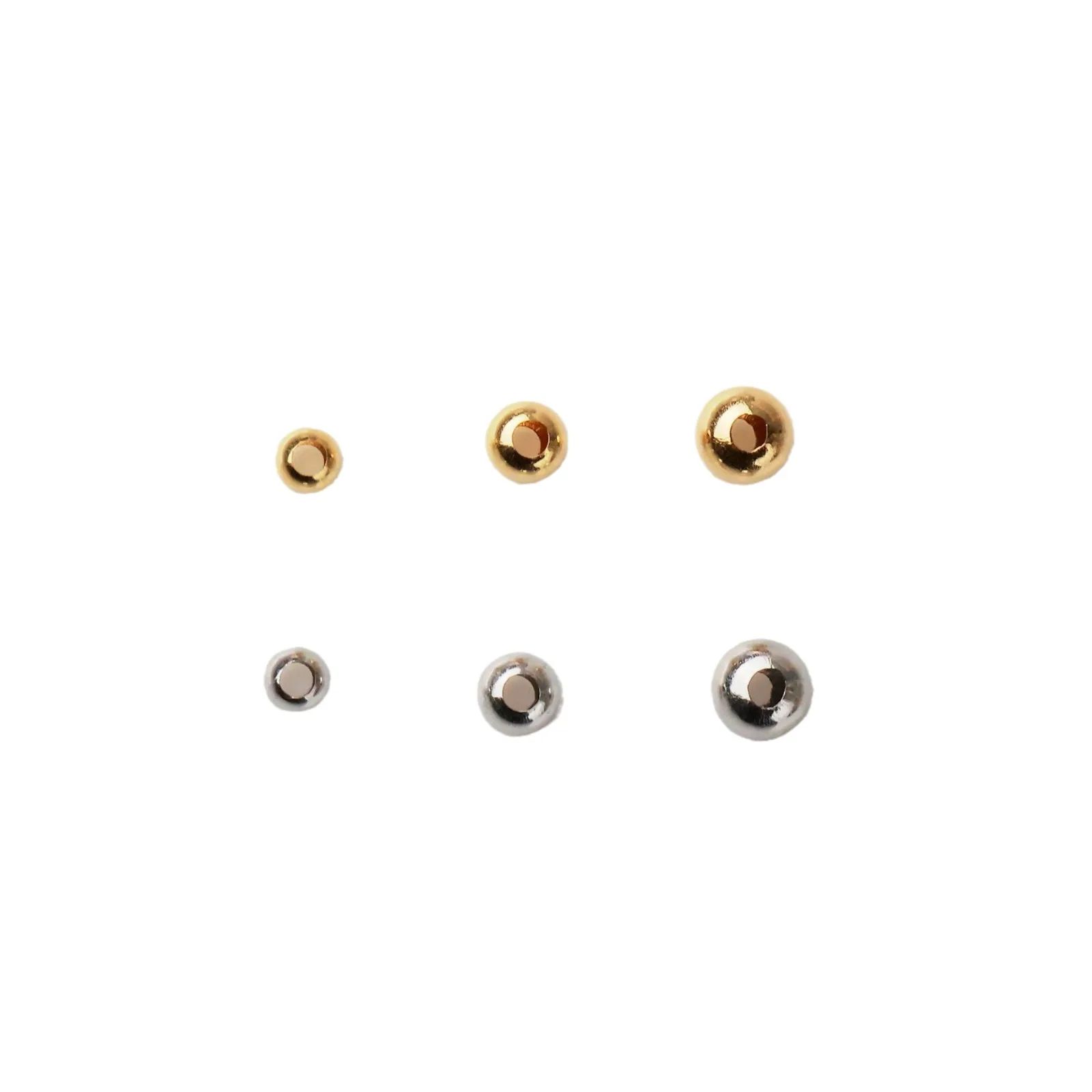AU 750 18K Gold Loose Bead Ball Mountings Findings Jewelry Settings Accessories Parts for DIY Making Necklace Bracelet 10pcs/lot