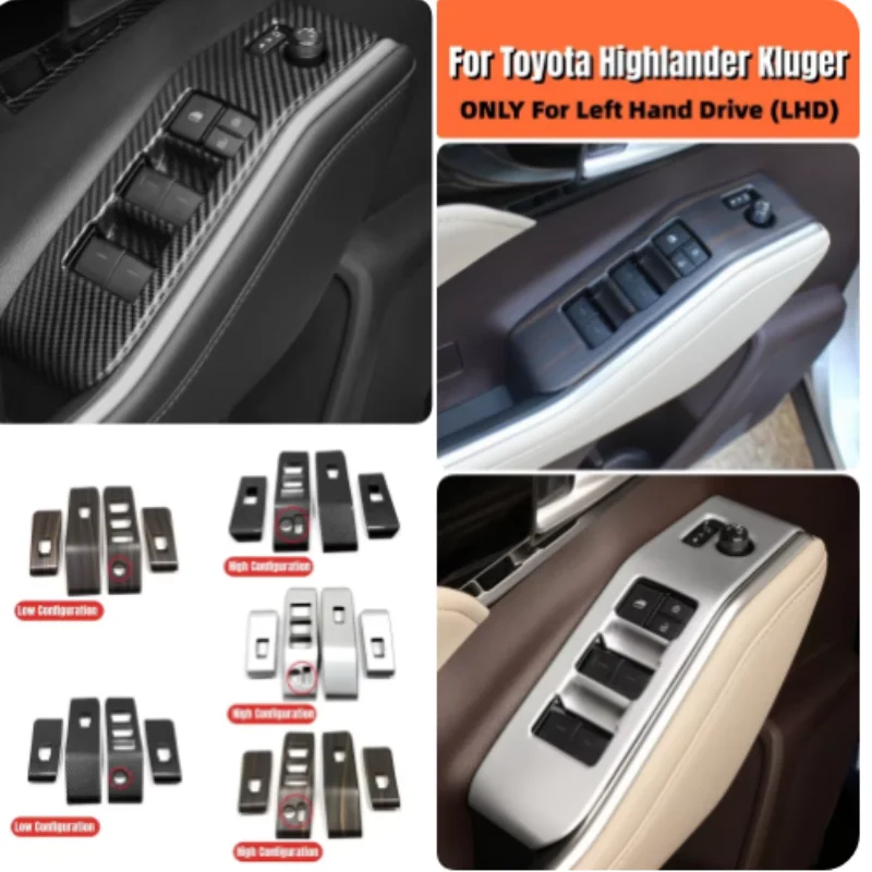 

Fit For Toyota Highlander Kluger2021-2024 Car Door Armrest Window Lift Glass Button Panel Decoration Cover Interior Accessories