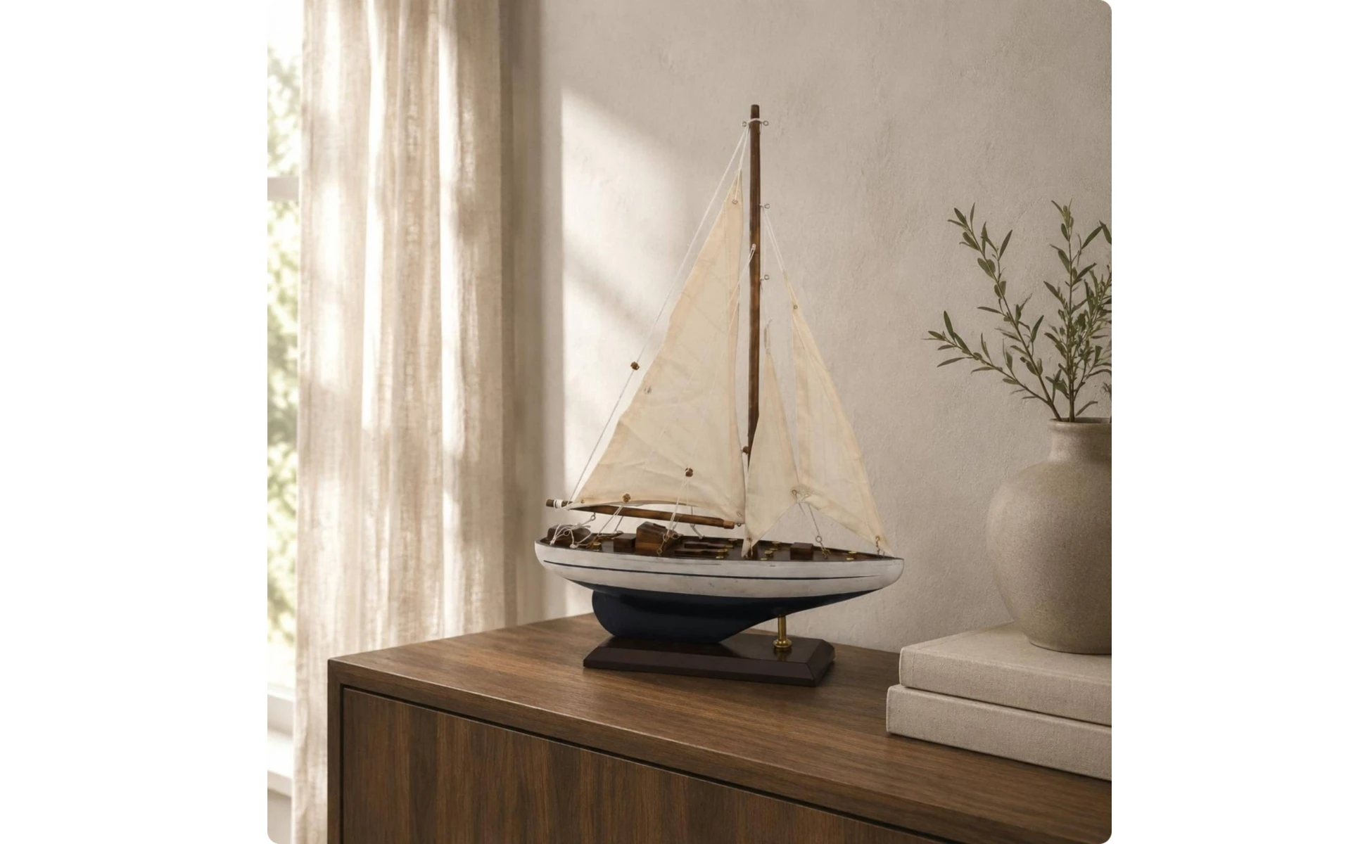 Decorative Sailboat Model Retro Look Sailboat Decor Nautical Boat Sculpture Coastal Theme Nautical Boat Decor Beach Themed