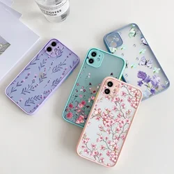 Vintage Leaves Flower Phone Case for iPhone 17 13 11 12 14 15 16 Pro Max Mini 7 8 SE Plus Shockproof Hard PC Matte Cover Fundas