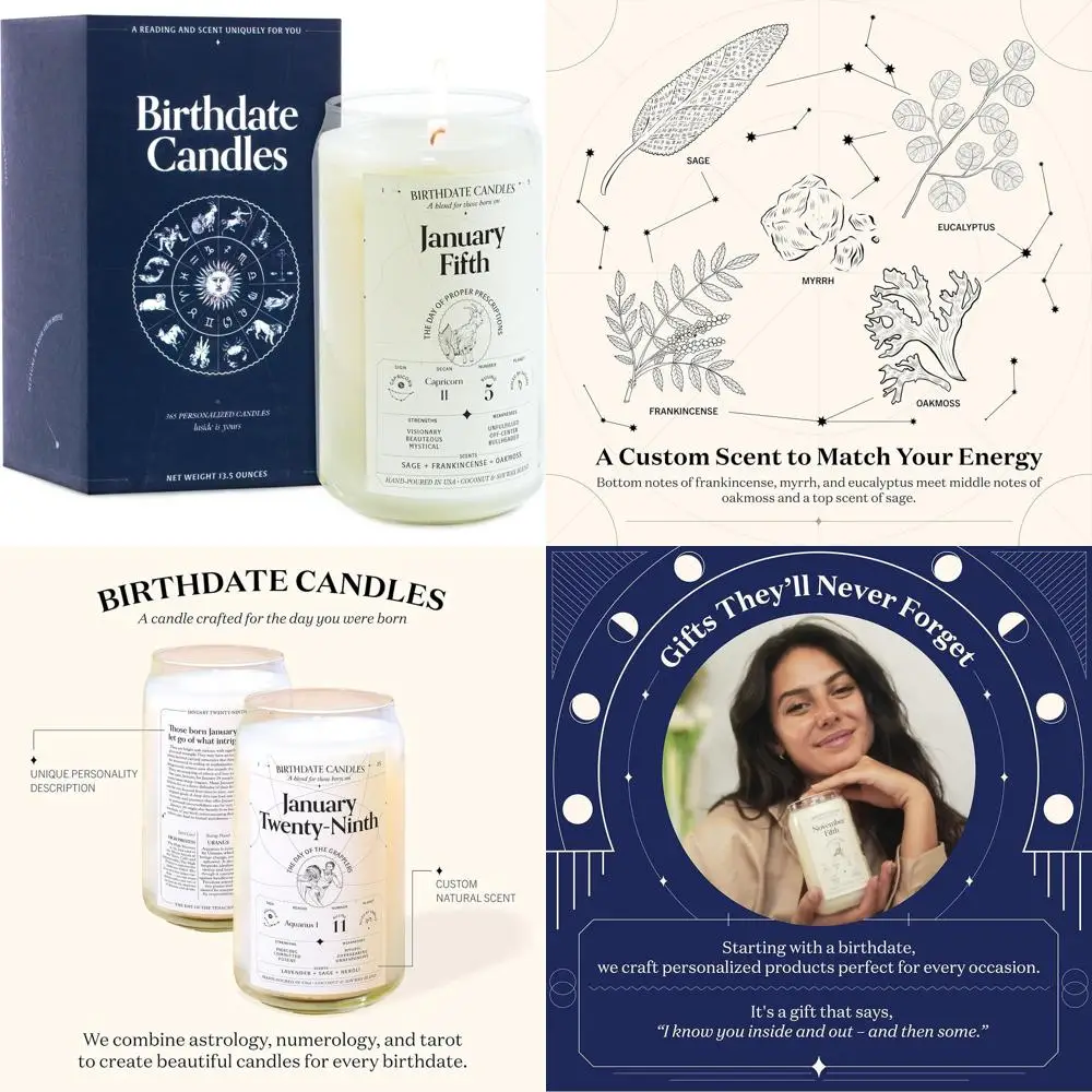 

Свеча на день рождения Козерога - Аромат шалфея, ладана и дубового мха - Натуральный соевый и кокосовый воск - Горение 60-80 часов - Сделано в США